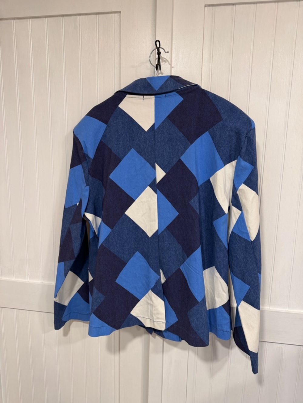 like an angel Blue Geometric Double-Breasted Blazer with White Accents size 1X - Picture 6 of 10